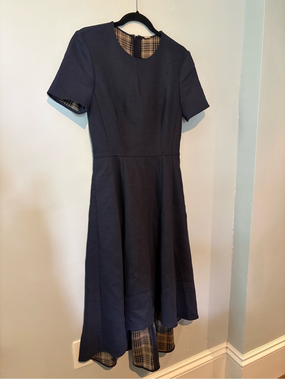 Adam Lippes stunning navy and cream/brown  houndstooth dress size 8?